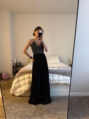 blissfully beautiful black satin strapless tiered maxi dress Ophelia Strapless Embellished Satin Maxi Dress